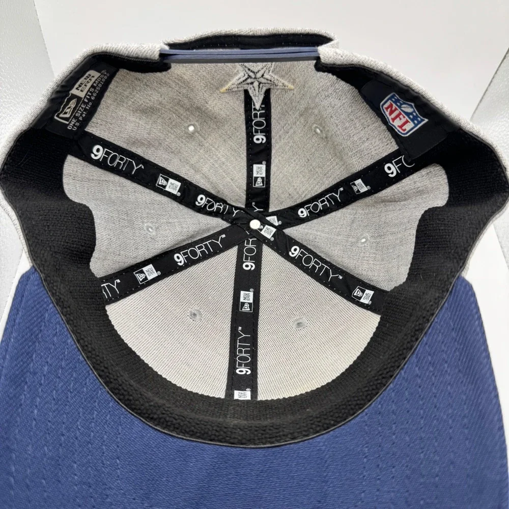 Dallas Cowboys New Era 9FORTY Snapback Hat Gray Navy Blue NFL Adjustable Cap Hat